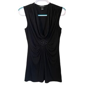 White House Black Market Size S Y2k Black Sky Top Drape Medallion Housewives